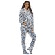 thumbnail image 1 of Pijama de forro polar para mujer, mono con capucha y estampado navideño, Pelele de manga larga con estampado de leopardo rosa para otoño, 1 of 3