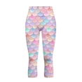 thumbnail image 4 of SCRAWLGOD Mermaid Scales Pink Blue Workout Capris Leggings for Women with Pockets High Waisted Tummy Control Yoga Pants Casual Lightweight Breathable Yoga Lounge Tights, XXL, 4 of 7