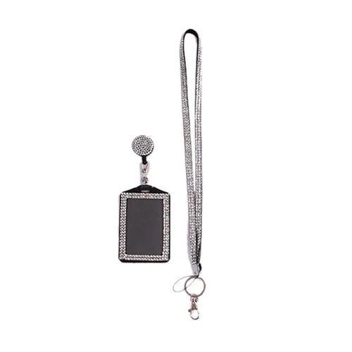 Trayknick Porte-Clés Téléphone Strass Col Bling Rétractable Badge Argent 58 cm