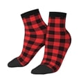 thumbnail image 2 of Bingfone Buffalo Plaid Red Black Design Patterned Men'S Women'S Casual Cotton Socks, 2 of 9