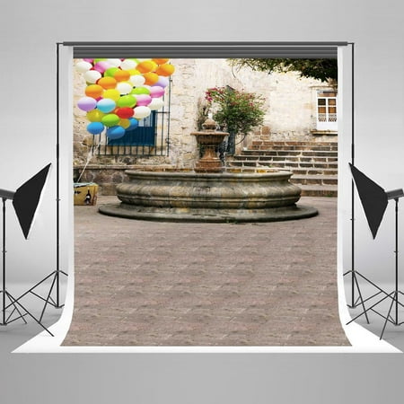 Image of MOHome Fountain Square Balloon Garden Outdoor Scene Photo Backdrops for Photography Studio Props 5x7ft