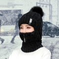 thumbnail image 3 of Women Winter Hat Neck Scarf Headwear Knitted Cold Weather Neckerchief Riding Cap Black, 3 of 8