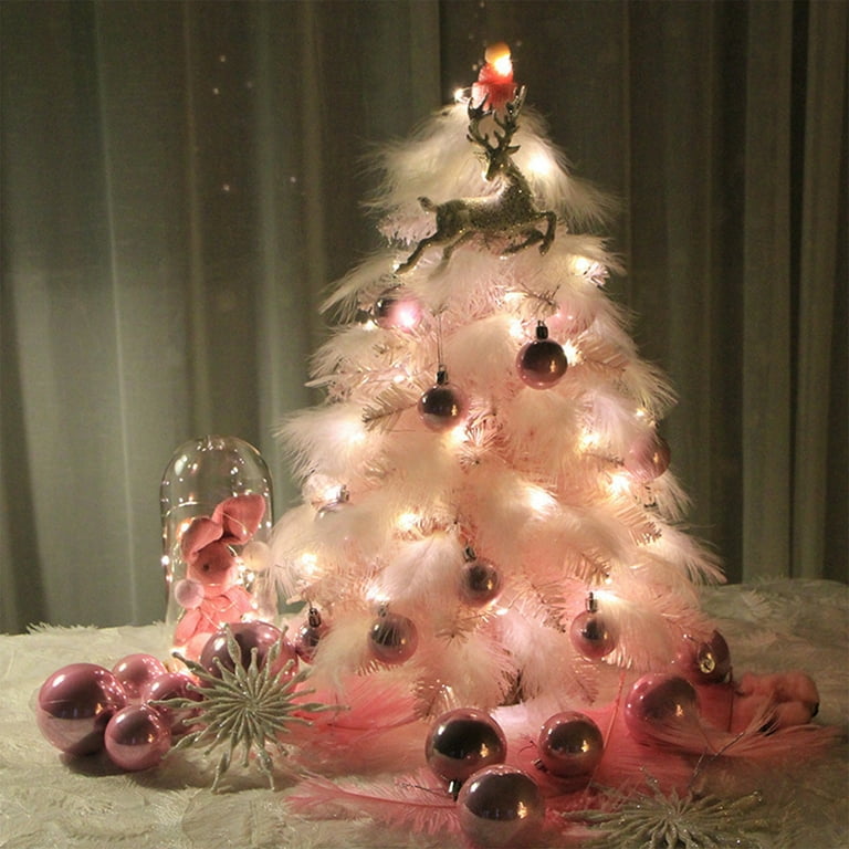 Ikohbadg Small Christmas Tree with Lights, 18 Inch Mini Pink Christmas Tree, Tabletop Artificial Xmas Tree with LED String Light & Hanging Ornaments, Ikohbadg Small Christmas Tree with Lights, 18 Inch Mini Pink Christmas Tree, Tabletop Artificial Xmas Tree with LED String Light & Hanging Ornaments,