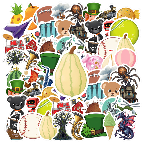 35pcs-50pcs Funny Stickers Pirate Stickers Toy Stickers Food Stickers Nature Stickers for Laptops Notebooks Suitcases