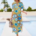 thumbnail image 3 of Matiasma Evil Eye Chiffon Dress Sexy V Neck Greek Mati Mataki Elegant Dresses Womens Street Style Casual Dress Birthday Gift, 3 of 7