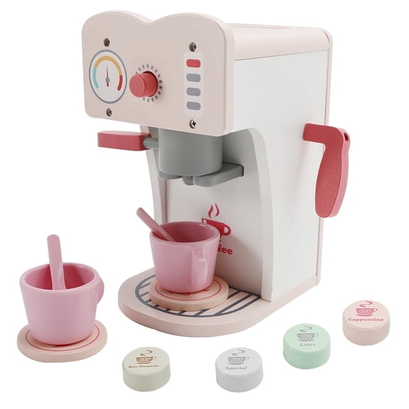 Kids Coffee Maker Wooden Kitchen Toys,Wooden Coffee Maker Toy for Imaginative Play,Wooden Coffee Maker Set - Play Kitchen Accessories Gift for Girls and Boys