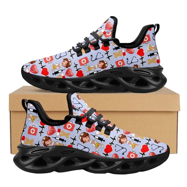 Zapatillas de deporte de malla con diseño de primeros auxilios para enfermeras, ligeras y resistentes al desgaste, para mujer.