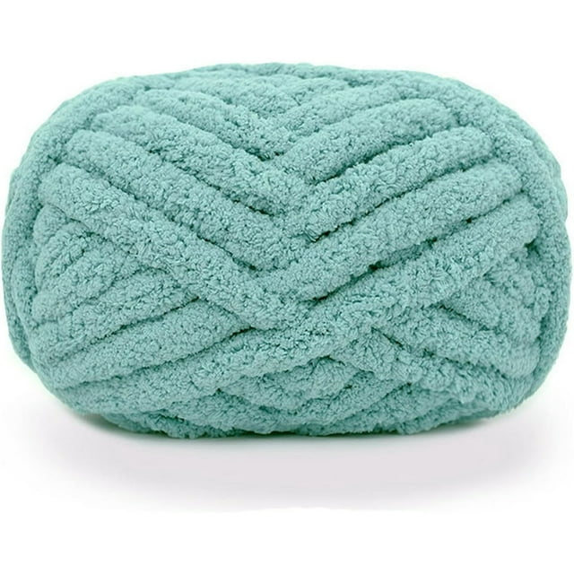 Nvzi 1 ovillo de hilo de chenilla grueso para tejer, ideal para mantas tejidas a mano, hilo extrasuave para mantas grandes, color azul claro.