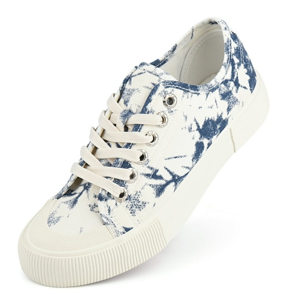 JENN ARDOR Womens Canvas Shoes Low Tops Lace up Fashion Sneakers