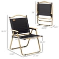 thumbnail image 3 of Outsunny 2 Pack Folding Camping Chairs, Lightweight Portable Steel Frame Armchairs with Oxford Fabric, 286 lbs Capacity, Black, for Beach, Fishing, Picnic and Hiking Trips, 3 of 8