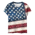 thumbnail image 4 of Womens American Flag Shirt 4th of July T-Shirt Patriotic Short Sleeve Tee USA Flag Stripe Star Summer Blouse Tops, 4 of 6