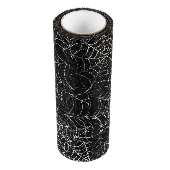Hytrove 1 Roll Black Spider Web Mesh Ribbon, Organza Wrapping Ribbon for Outdoor Decorations, Party Crafts Decor