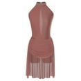 thumbnail image 3 of Moggemol Robe de Danse Lyrique pour Femmes Robe Asymétrique en Chiffon Jupe en Tulle Rose Poussiéreux S, 3 of 7