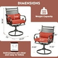 thumbnail image 6 of MELLCOM Patio Swivel Chair Set of 2, Heavy Duty Outdoor Dining Chairs with Cushions and Lumbar Pillows, Metal Patio Chairs Gentle Rocker for Outside, Garden Lawn & Porch, Backyard, Red, 6 of 7