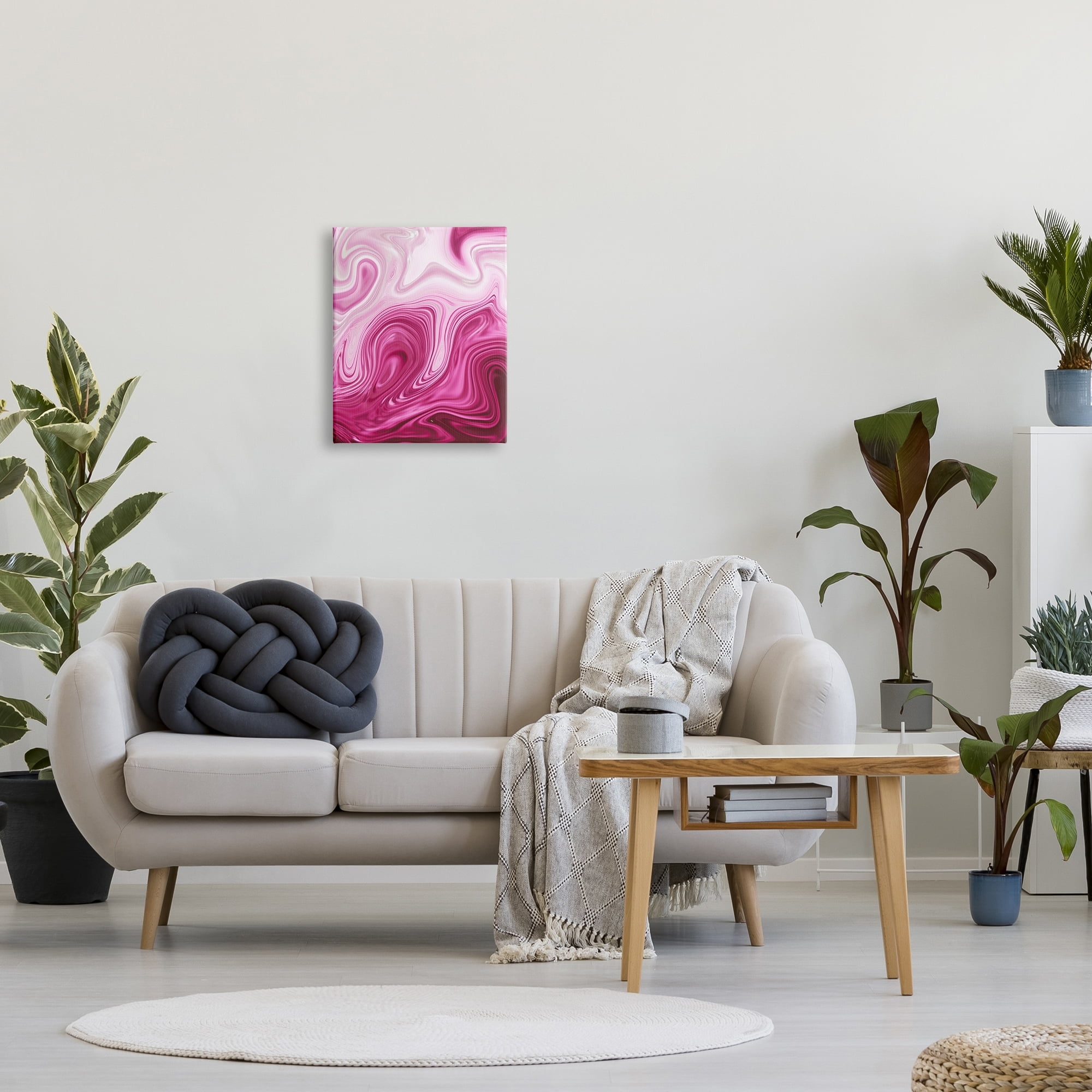 Stupell Pink Marble Abstract Swirls Abstract Painting Gallery Wrapped Canvas Print Wall Art