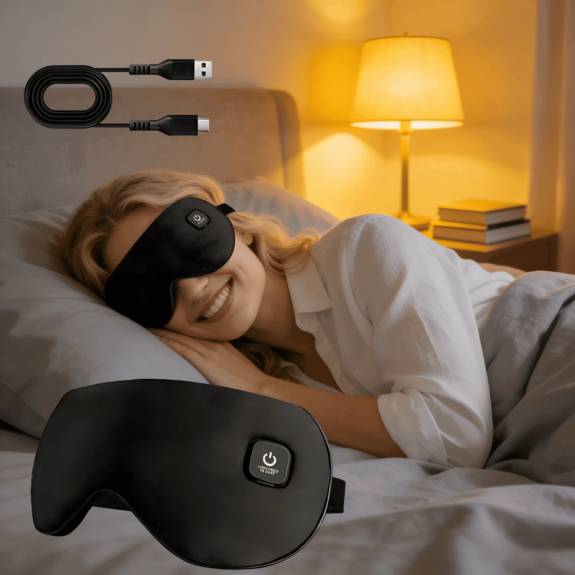 Agdoad heated Eye Mask Dry Eyes, Cordless Rechargeable Warm Eye Compress Sleep Mask with 3 Temperature Settings, Heating Pad for Stye Eye, Removable & Washable Satin Cover, for Travel, Office, Home
