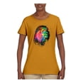 thumbnail image 2 of Lion Paint Art Splatter Abstract Art Animal Lover Womens Graphic T-Shirt, Gold, Small, 2 of 3