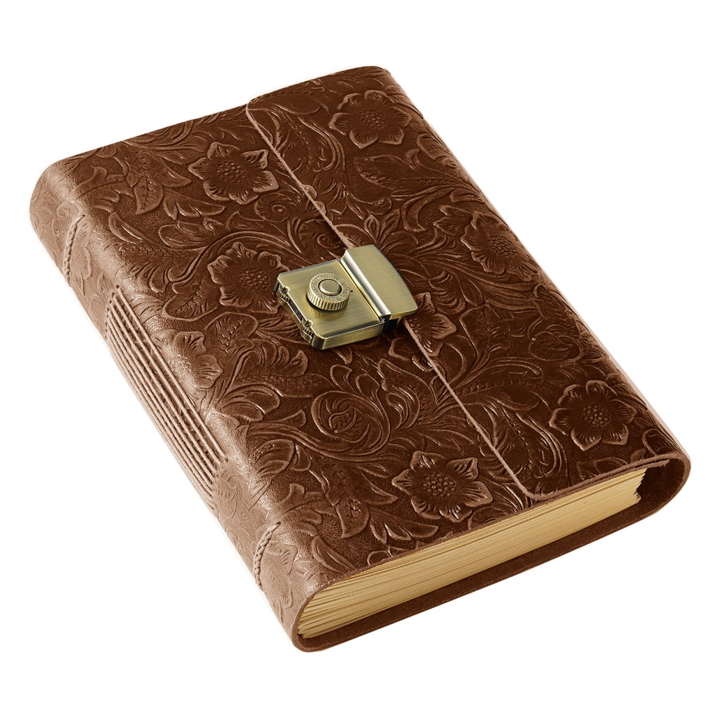 Yokua Vintage Scrapbook Leather Journal Notepad Planner Notebook with Password Lock