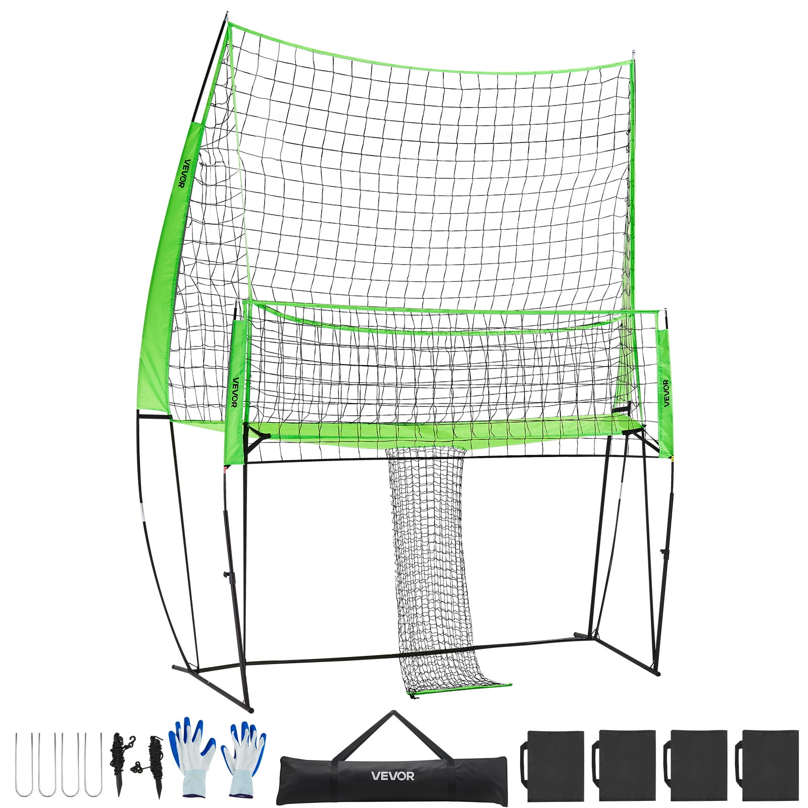VEVOR Volleyball Training Net System, Freely Height-Adjustable Practice Equipment with Ball Return,8x11ft Portable Net Station,Easy Setup for Backyard Indoor Outdoor Serving Spiking Improve Accuracy