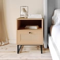 thumbnail image 3 of Merrick Lane Set of 2 Mid-Century Modern Wooden Bed Side Tables/Nightstands with Drawer and Shelf in Natural Finish, 3 of 14