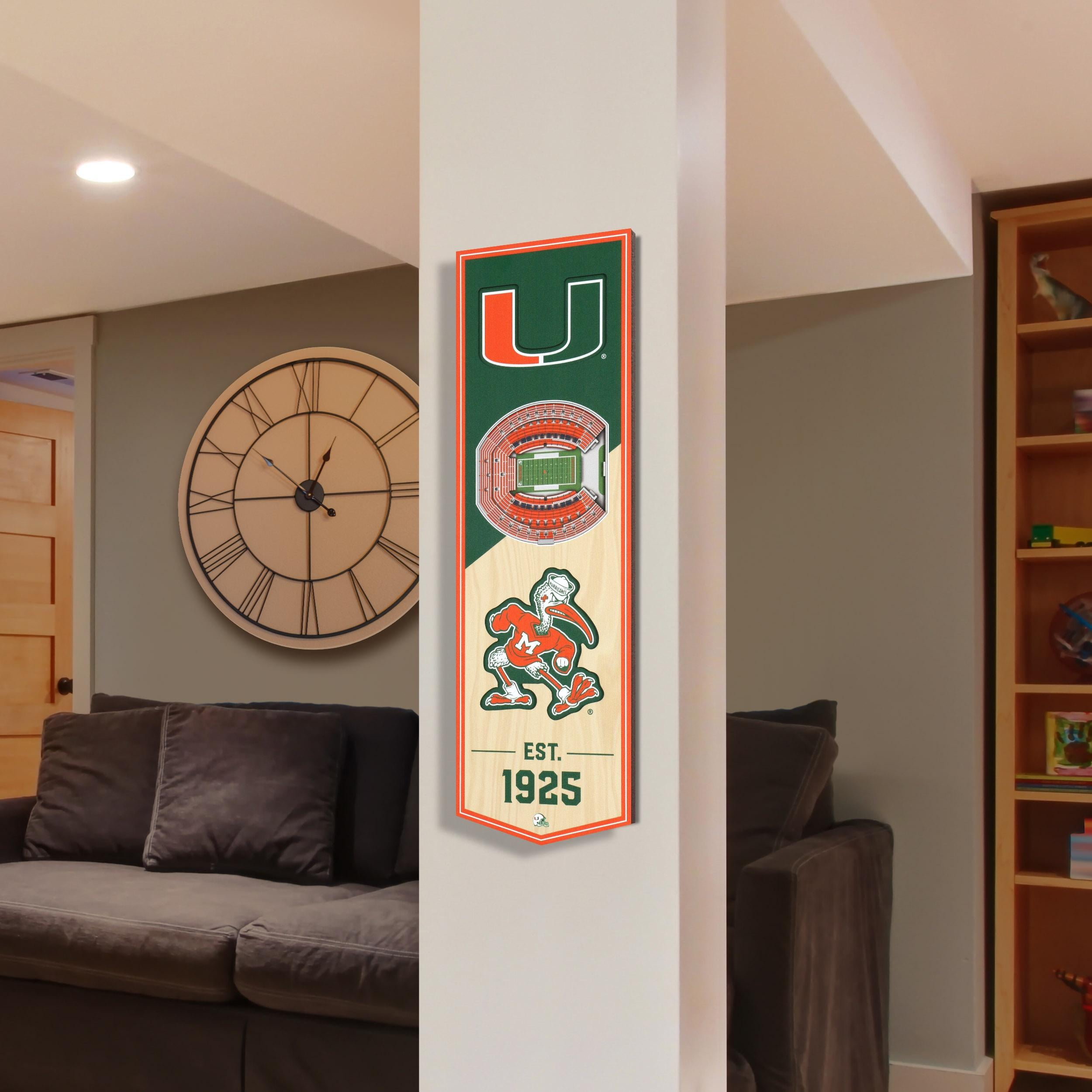 YouTheFan NCAA Miami Hurricanes 3D STADIUM BANNER 6X19