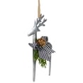 thumbnail image 6 of Northlight Reindeer with Pine and Gingham Bowtie Christmas Ornament- 6.25" - Silver and Black, 6 of 6