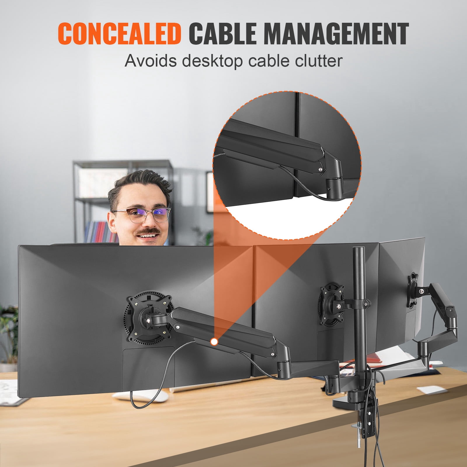KFFKFF Triple Monitor Arm Mount Desk Stand for 13"-27" Screens up to 20 lbs Each Gas Spring Desk Arms