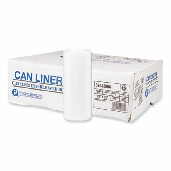 High-Density Commercial Can Liners, 16 gal, 8 mic, 24" x 33", Natural, Interleaved Roll, 50 Bags/Rol | Bundle of 2