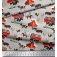 thumbnail image 2 of Soimoi Gray Cotton Jersey Fabric Barn & Pet Animals Farm Print Fabric by the Yard 64 Inch Wide, 2 of 3