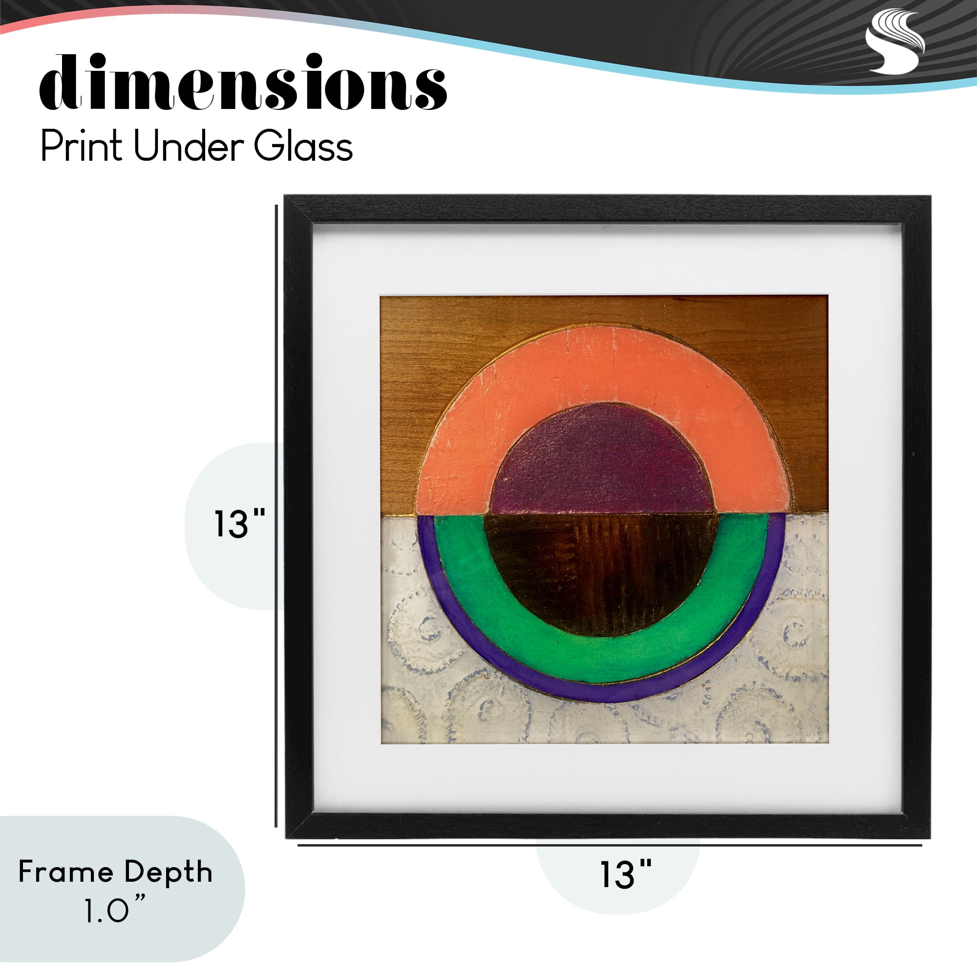 Stupell Industries Horizontal Split Circle Black Framed Print Under Glass, design by Matthew Finger