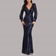 thumbnail image 2 of Vestido de lentejuelas con cuello en V de moda sólida para mujer Vestidos largos de fiesta de manga larga Pompotops hdfakjf5732, 2 of 7