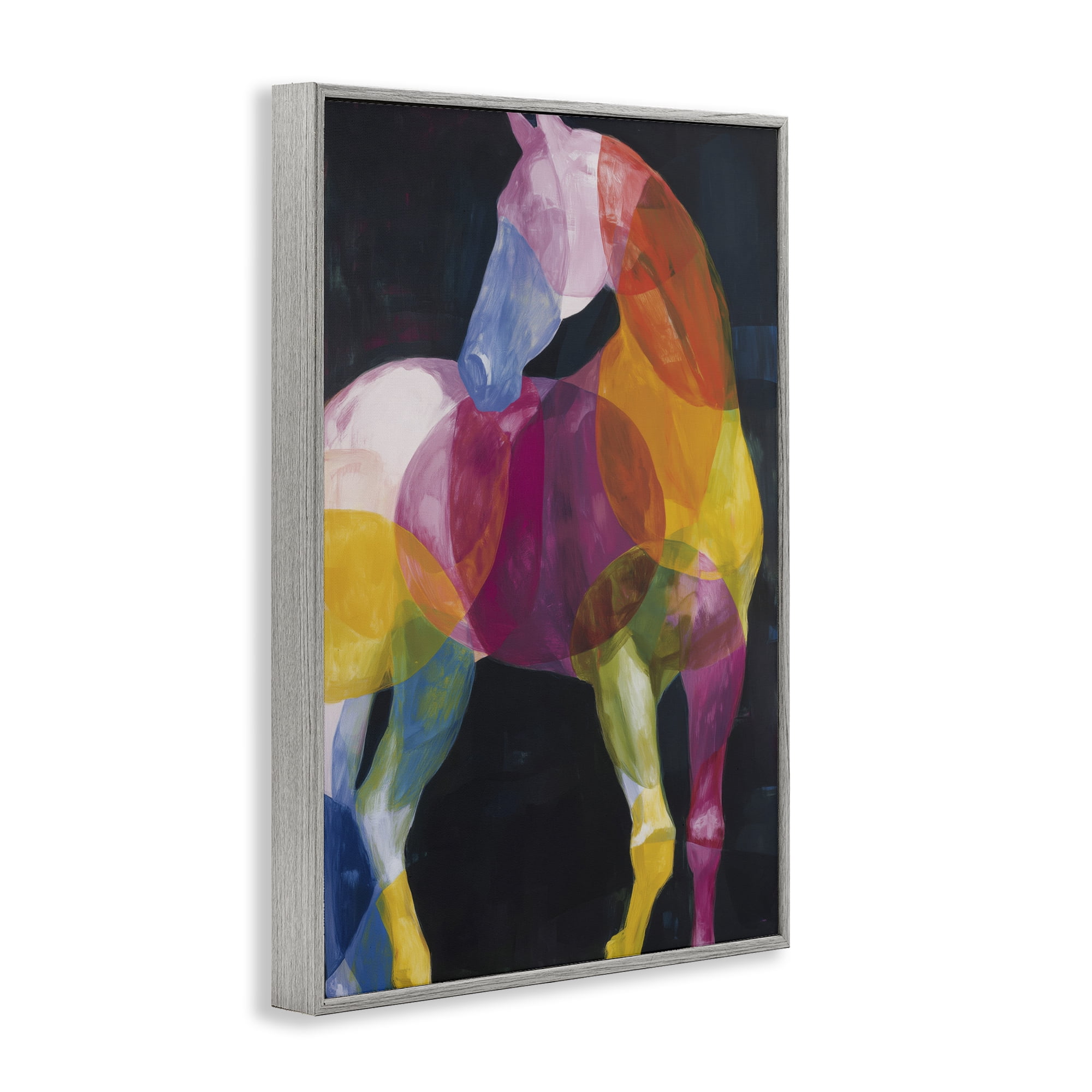Stupell Industries Prism Horse Abstraction Gray Framed Giclee Art, design by Chromatic Storm Studio