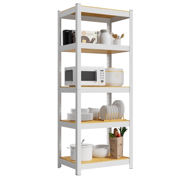 VDEVY White Garage Storage Shelves 5 Tier 24" W×16" D×60" H Adjustable Heavy Duty Metal Shelving Unit for Kitchen Pantry Garage,
