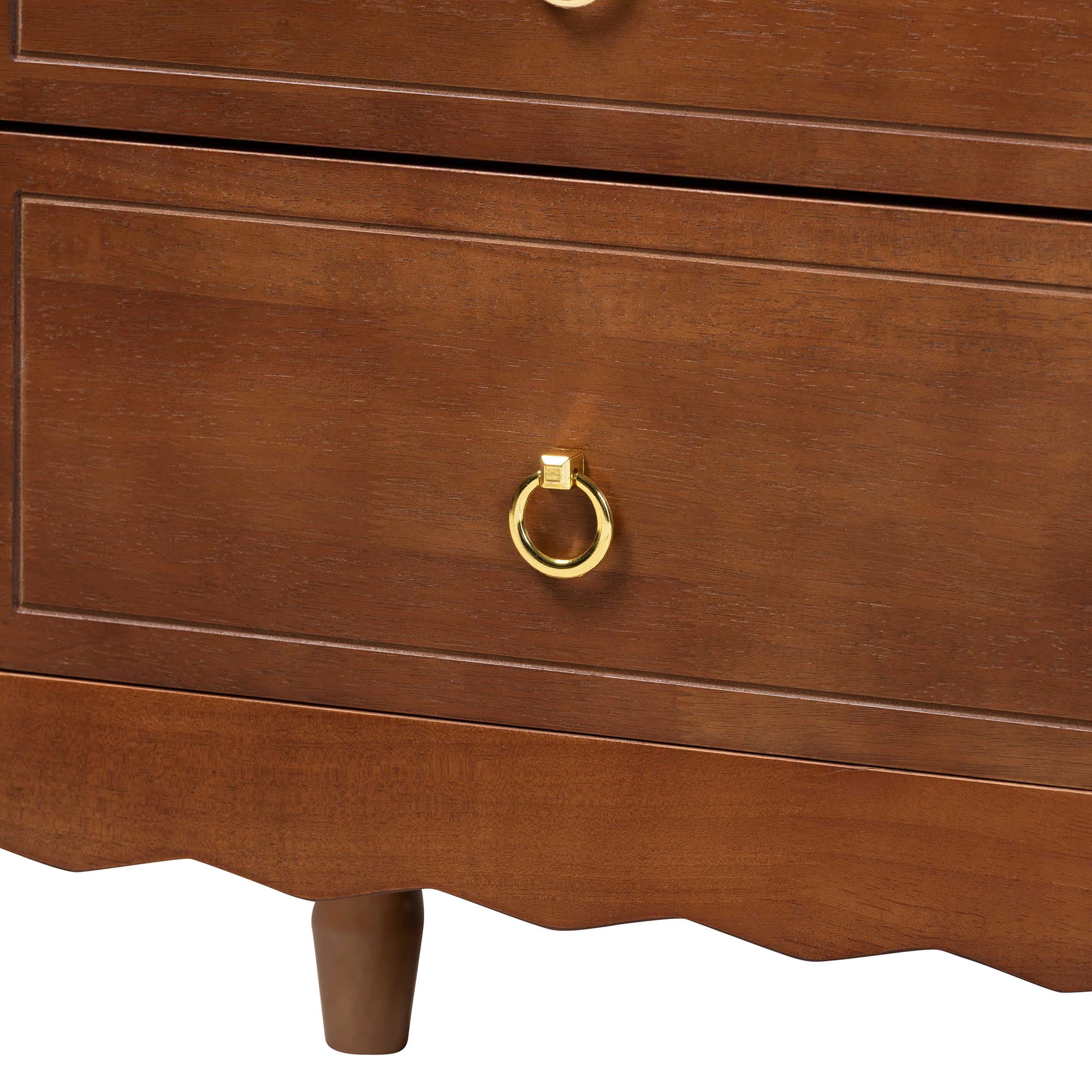 Baxton Studio Seamus Mid-Century Modern Nightstand, 2-Drawer, Walnut Brown