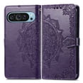 thumbnail image 5 of Dteck Flower Embossed Wallet Case for Google Pixel 9 Pro XL,Magnetic Leather Card Slots Flip Case Shockproof Kickstand Cover with Wrist Strap for Google Pixel 9 Pro XL,Purple, 5 of 5