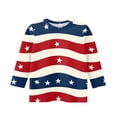 thumbnail image 4 of CCRFTGI USA Flag Shirts for Child Girls Size 8 4th Of July Cute Tops 3/4 Sleeve Crew Neck Independence Day Stars Striped T-Shirt Red White and Blue Summer Shirts T-Shirts Dark Blue 3-4 Years, 4 of 4