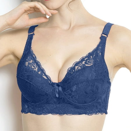 

Levmjia Women s Bras Plus Size Clearance Women Yoga Sports Front Closure Extra-Elastic Breathable Lace Trim Bra Underwear