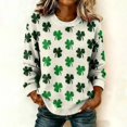 thumbnail image 3 of Women's Green St. Patrick's Day Hoodie, Long Sleeve Casual Sweatshirt with Patchwork Design and Shamrock Print, 3 of 5
