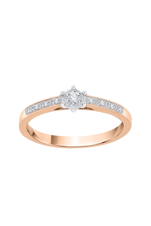 Diamond Promise Ring in 10K Rose Gold (1/20 cttw) (I-Color, SI3-I1 Clarity) (Size-9)