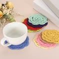 thumbnail image 5 of Crochet Doilies, 4Pcs 4" Cotton Woven Fabric Coasters, Lace Round Handmade Coasters with Floral Pattern for Wedding Party Decoration (Chocolate), 5 of 5