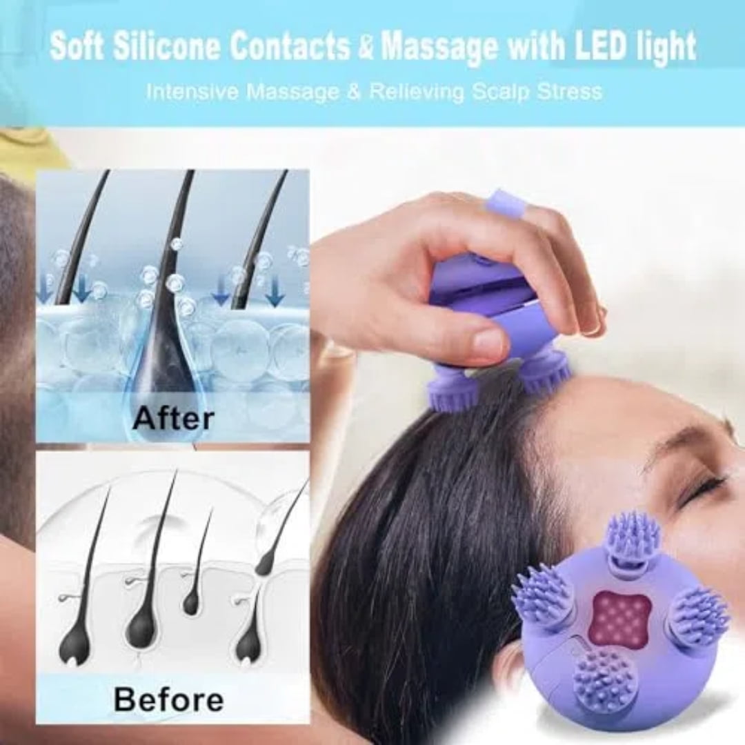 KAMUGO Scalp Massager Portable Electric Scalp Massager Hair Growth,Waterproof Handheld Head Scratcher Massager,3 Speed Modes with 8 Massage Claws Cat Massager(Purple)