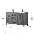 thumbnail image 4 of Wyndham Collection Wcv252560d-Vca-M24 Daria 60" Free Standing Double Basin Vanity Set -, 4 of 7