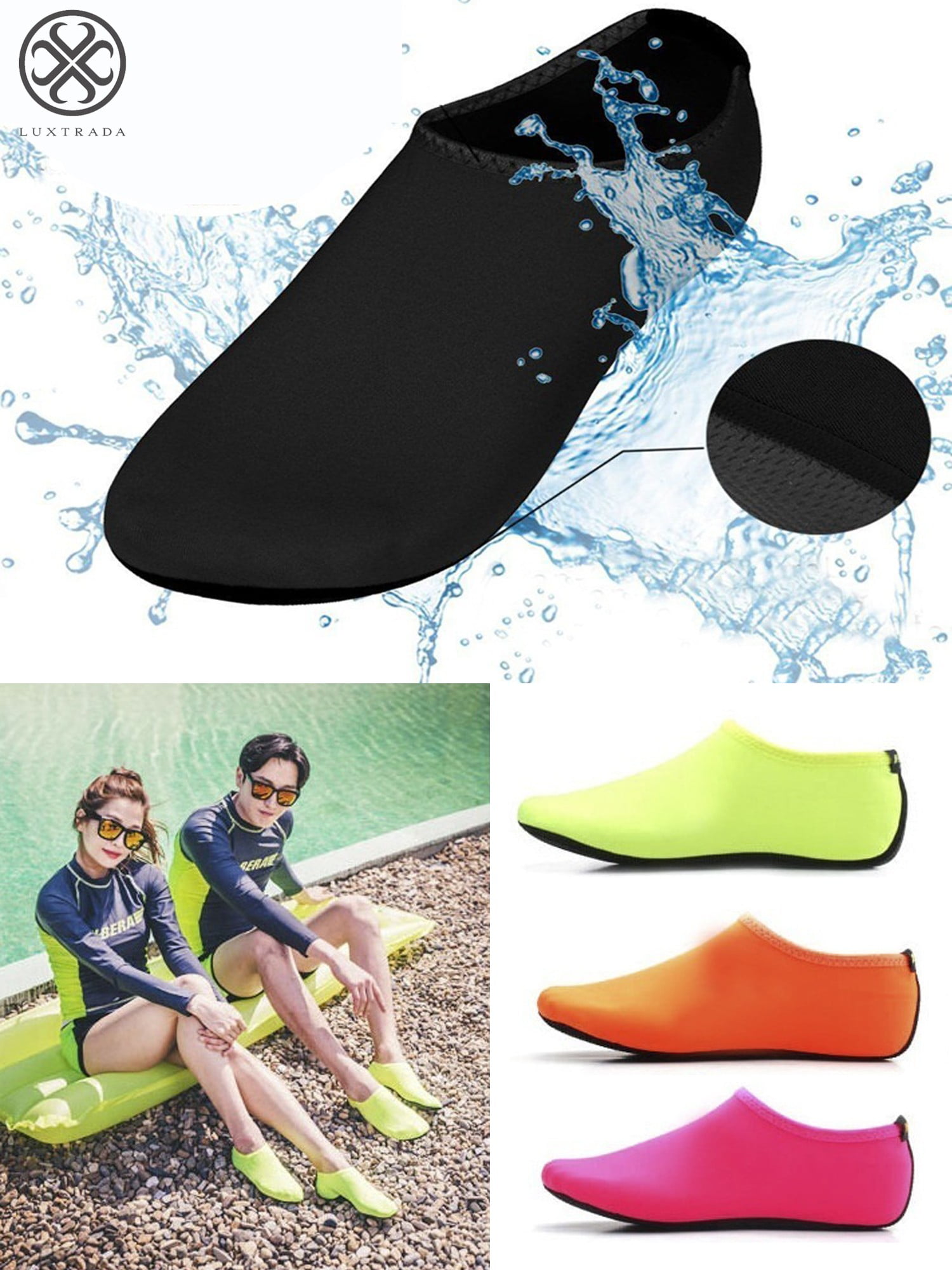 M Water Shoes Barefoot Quick Dry Aqua Socks Yoga for Men Women Black 8 D