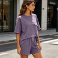 thumbnail image 4 of Maqroz Womens Plus Size Two Piece Lounge Sets Short Sleeve Crewneck Pullover T-Shirts Elastic Waist Shorts Casual Matching Outfits Breathable Sweatsuits Flowy Clothes, 4 of 6