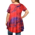 thumbnail image 4 of Aofany Business Casual Tops for Ladies Blouses Women Plus Size Tops Tie-Dye Print Short Sleeve V-Neck Blouse Pleated Hem Shirt Red 3Xl, 4 of 7