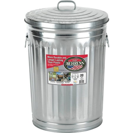 Behrens High Grade Steel 1211 20 Gal Silver Galvanized Steel Trash Can with Lid