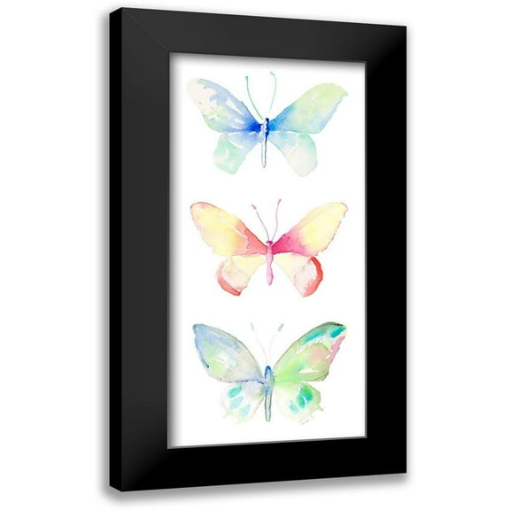 Loreth, Lanie 9x14 Black Modern Framed Museum Art Print Titled - Watercolor Butterflies Panel II