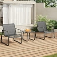 thumbnail image 5 of Asofer 3-Piece Outdoor Patio Furniture Set with Glass Table, Bistro Chairs Set for Poolside, Porch, Lawn, Black, 5 of 9