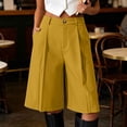 thumbnail image 7 of Karymi Women's Pants High Waist Bermuda Shorts, Pleated Wide Leg Dressy Shorts with Pockets, Casual Tailored Knee-Length Suit Shorts Linen&nbsp;Pants&nbsp;Women, 7 of 7