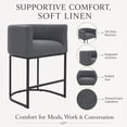 thumbnail image 4 of FANCROU 26" H Counter Height Bar Stools Set of 1, Fabric Barrel Stools with Back and Arms, Darkgray-Black Leg, 4 of 12